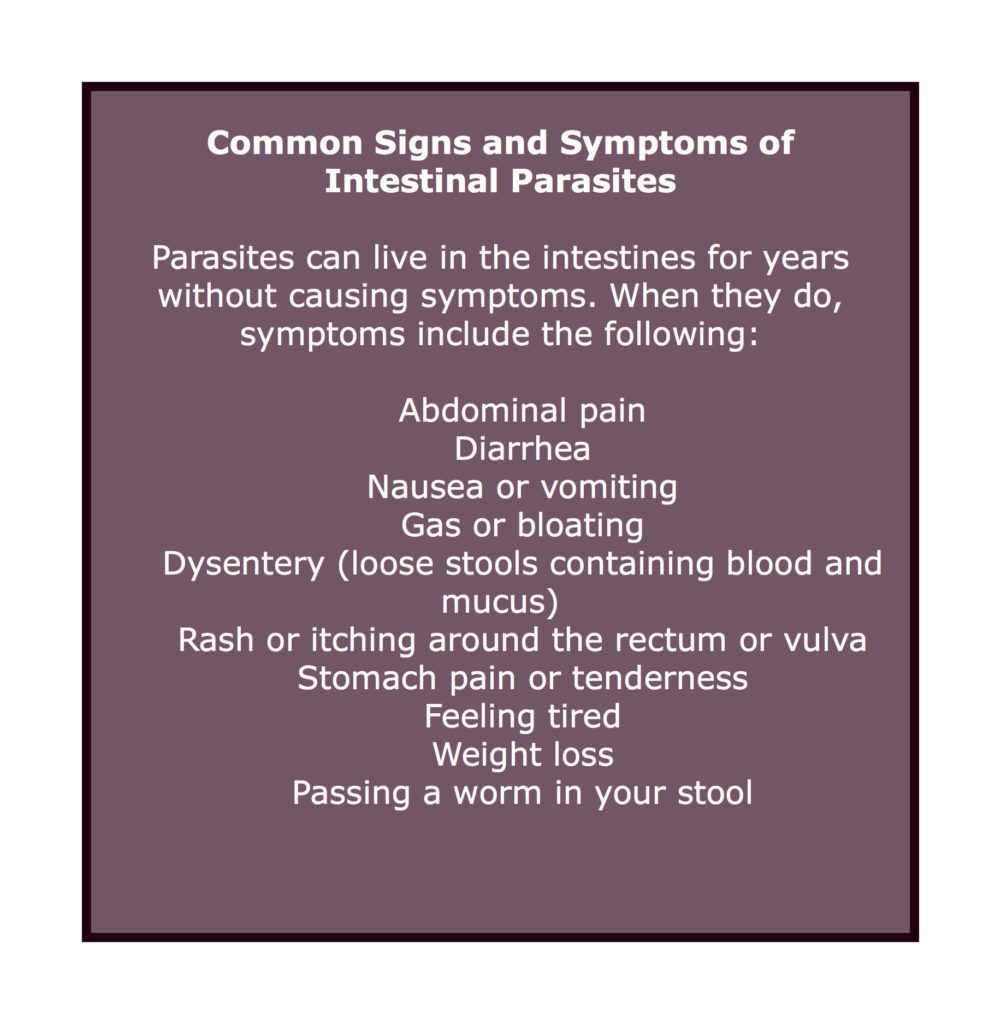 symptoms of parasite infection in adults